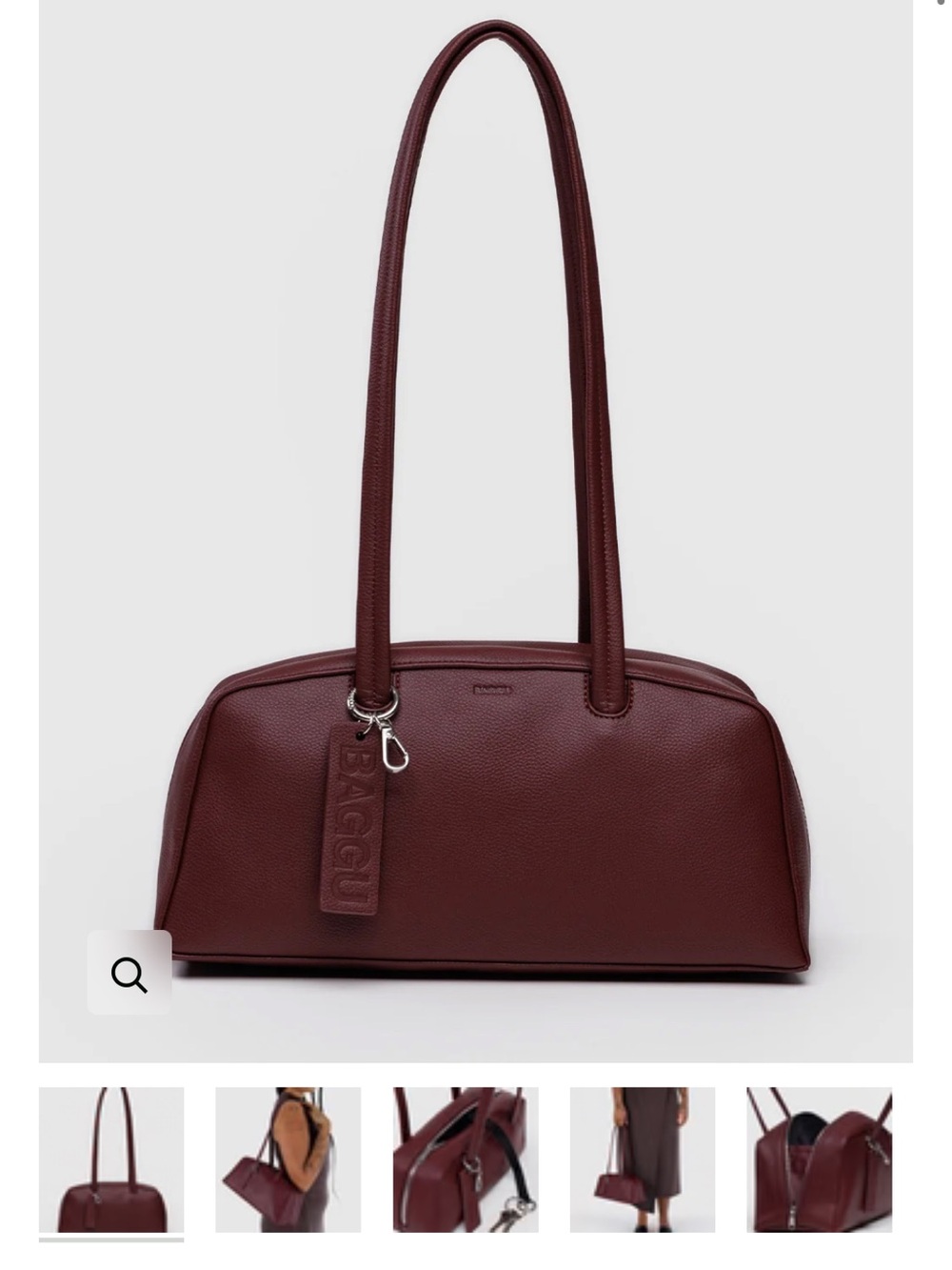 BAGGU Recycled Leather Bowler Bag Shoulder Bag in Burgundy